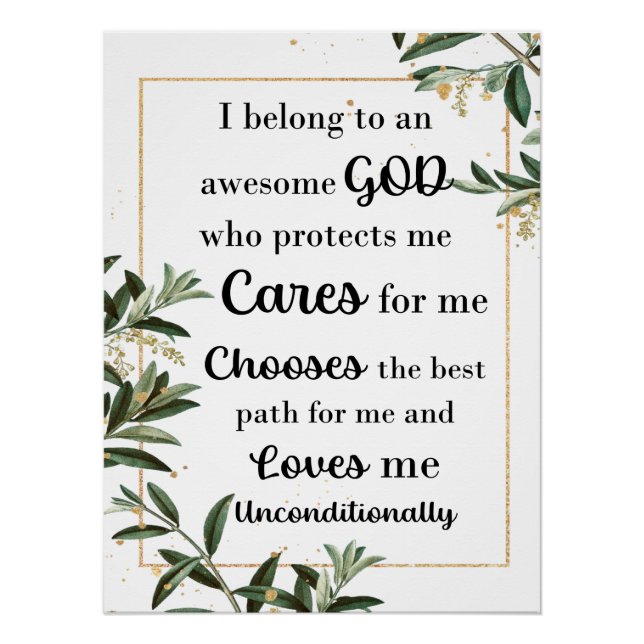Tiny Flowers and Leaves with Awesome God Quote  Poster (Front)