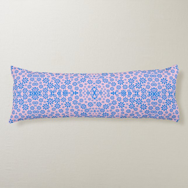 Tiny Flowers Pattern.Blue 02.b Lpink BG Body Cushion (Front)