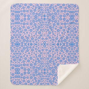Tiny Flowers Pattern.Blue 02.b Lpink BG Sherpa Blanket