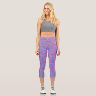 Tiny Flowers Pattern.Blue 02.b Pink BG Capri Leggings