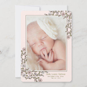Tiny Flowers Photo Birth Announcement