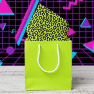 Tiny Fluorescent Lime Green Leopard Print Tissue Paper
