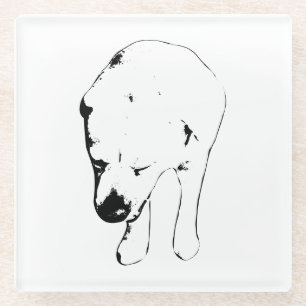 Tiny Gallery Labrador, Winter Poise Glass Coaster