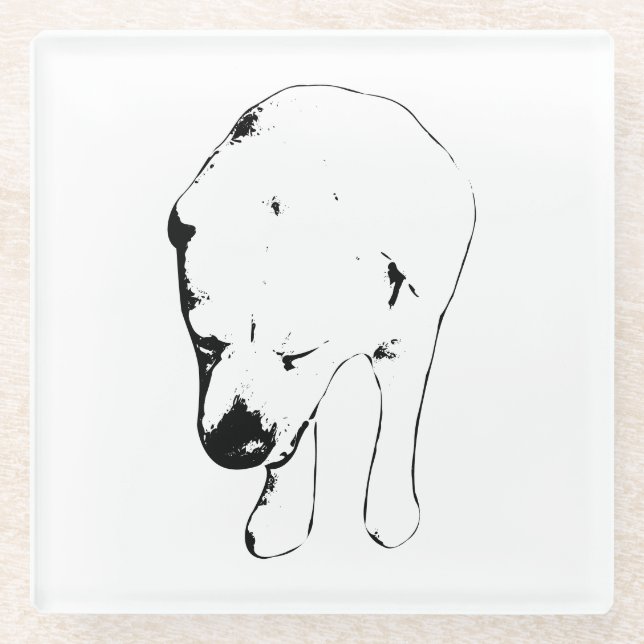 Tiny Gallery Labrador, Winter Poise Glass Coaster (Front)