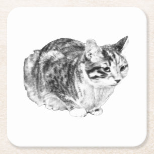 Tiny Gallery: Tabby on Cushion Square Paper Coaster
