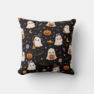 Tiny Ghost Halloween Cute Kawaii Spooky Ghosts Cushion
