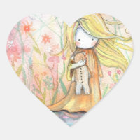 Tiny Girl and Her Teddy Bear Stickers