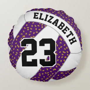 tiny glittery hearts women's volleyball ANY colour Round Cushion