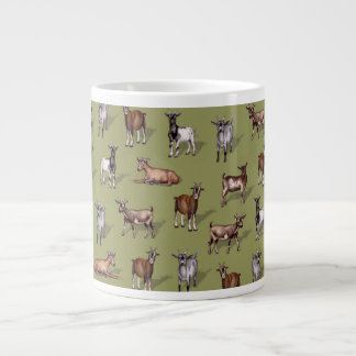 Tiny Goats on Green - Goat Herd Pattern Large Coffee Mug