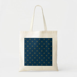 Tiny Gold and Navy Anchor Tote Bag