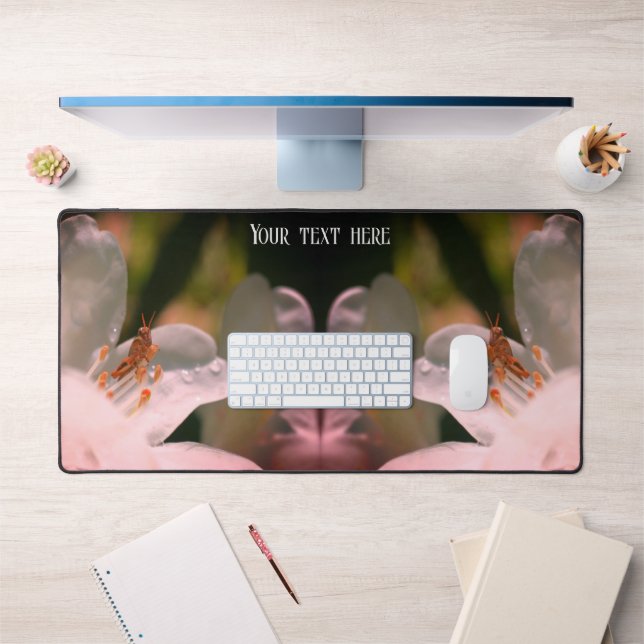 Tiny Grasshopper On Azalea Flower Personalised   Desk Mat (Office 1)