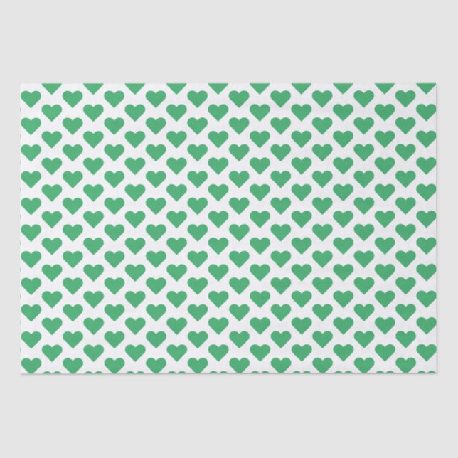 Tiny Green Hearts Pattern Tissue Paper (Front)