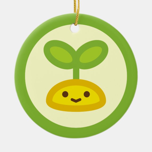 Tiny Green Sprout Ceramic Tree Decoration (Front)