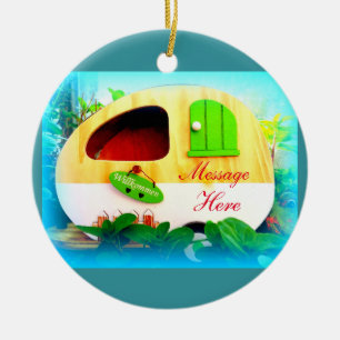 Tiny gypsy caravan casa ceramic tree decoration
