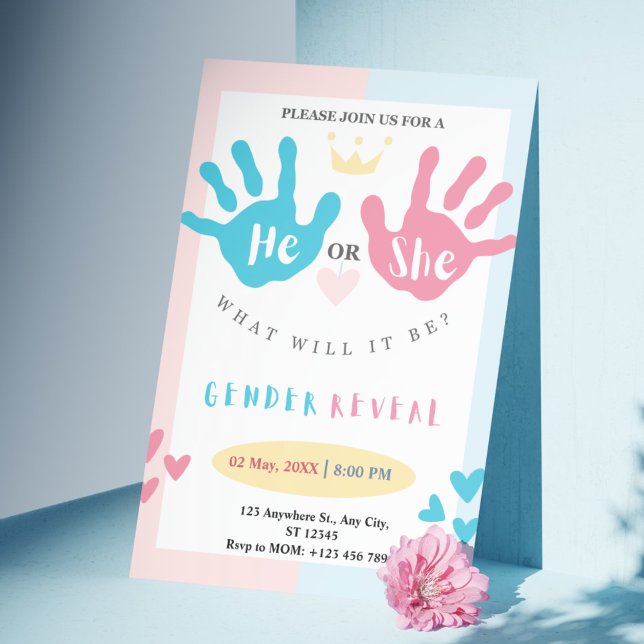 Tiny Hands, Big Surprise: A Pink & Blue Gender Rev Invitation (Tiny Hands, Big Surprise: A Pink & Blue Gender Reveal Invitation)