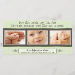 Tiny Hands, Tiny Feet Birth Announcement (sage)