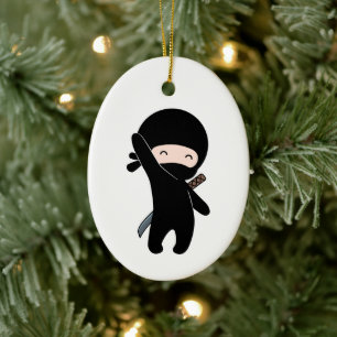 Tiny Happy Ninja Ceramic Ornament