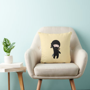 Tiny Happy Ninja on Yellow Cushion