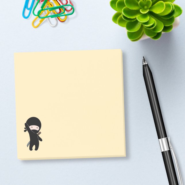 Tiny Happy Ninja on Yellow Post-it Notes (Creator Uploaded)