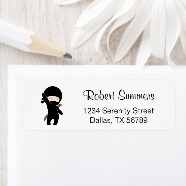 Tiny Happy Ninja Return Address Label (Insitu)