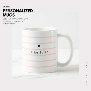 Tiny Heart Stripe Monogram Coffee Tea Mug