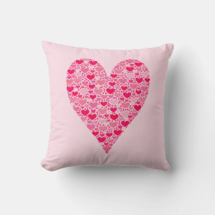 Tiny Hearts Big Heart on Rose Pink Cushion
