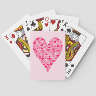 Tiny Hearts Big Heart on Rose Pink Valentines Playing Cards