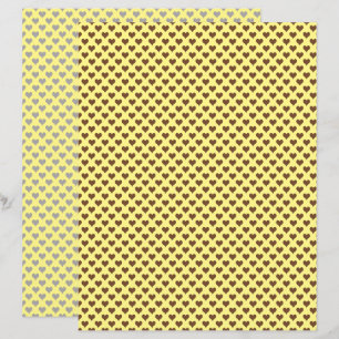 Tiny Hearts Brown Yellow Scrapbook Paper
