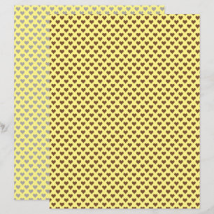 Tiny Hearts Brown Yellow Scrapbook Paper