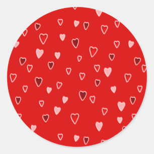 Tiny Hearts on Red Classic Round Sticker