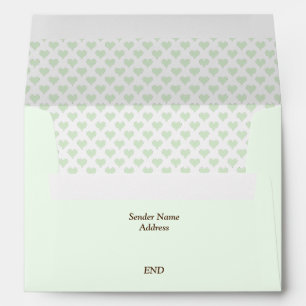 Tiny Hearts Pastel Green Lined Envelope
