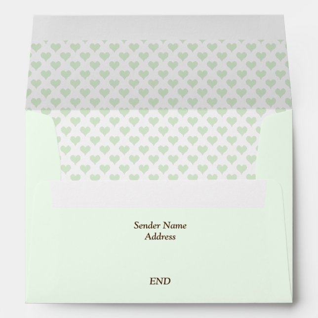 Tiny Hearts Pastel Green Lined Envelope (Back (Bottom))