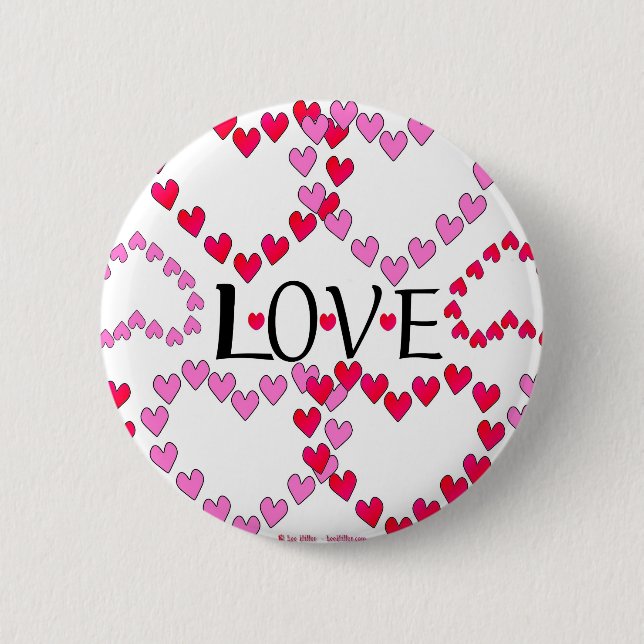 Tiny Hearts Pink Red LOVE 6 Cm Round Badge (Front)