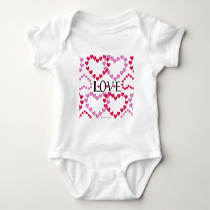 Tiny Hearts Pink Red LOVE Baby Bodysuit