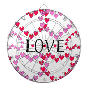 Tiny Hearts Pink Red LOVE Dartboard