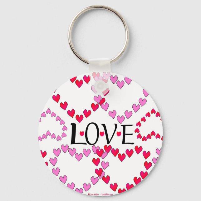 Tiny Hearts Pink Red LOVE Key Ring (Front)
