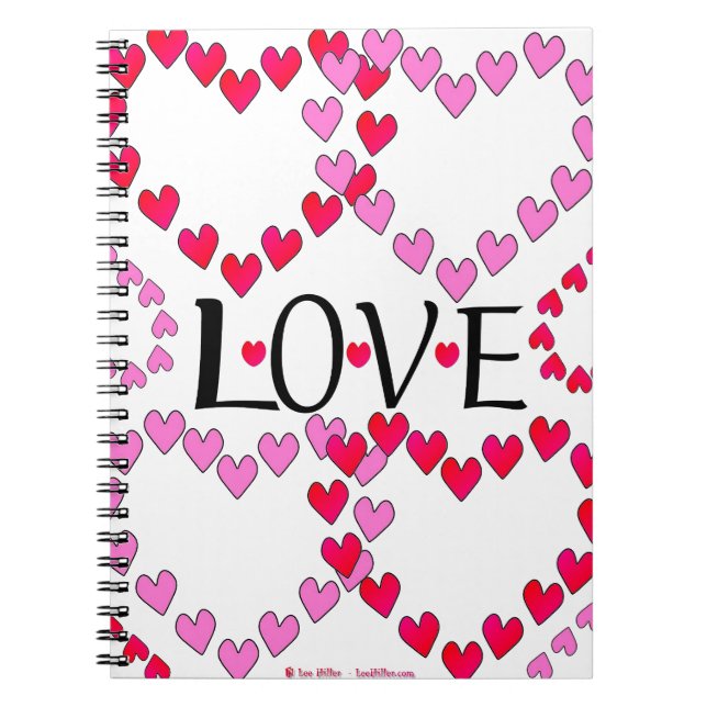 Tiny Hearts Pink Red LOVE Notebook (Front)