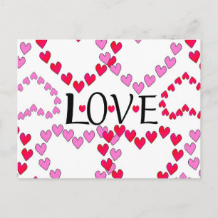Tiny Hearts Pink Red LOVE Postcard