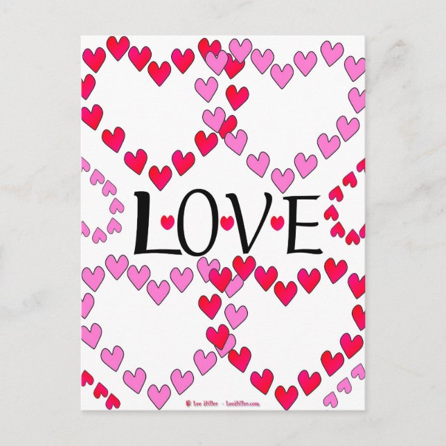 Tiny Hearts Pink Red LOVE Postcard (Front)