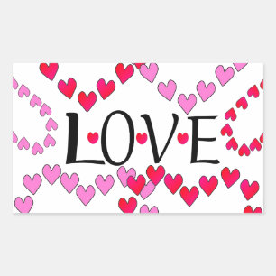Tiny Hearts Pink Red LOVE Rectangular Sticker