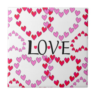 Tiny Hearts Pink Red LOVE Tile