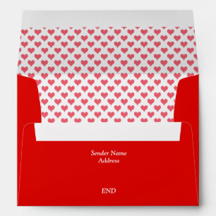 Tiny Hearts Red Lined Envelope