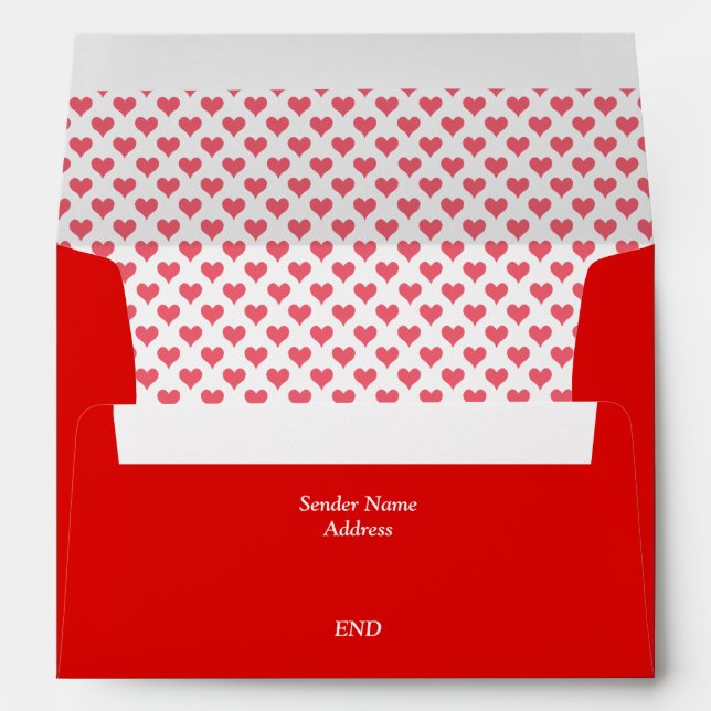Tiny Hearts Red Lined Envelope (Back (Bottom))