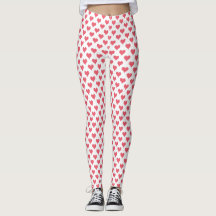 Tiny Hearts Red  White Leggings