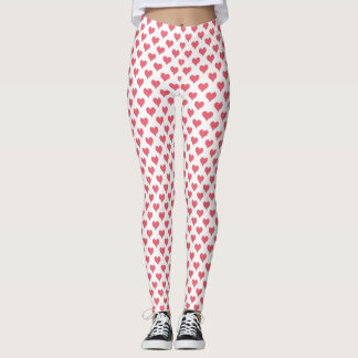 Tiny Hearts Red  White Leggings
