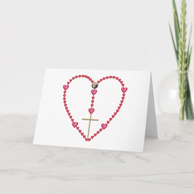 Tiny hearts Rosary Holiday Card (Front)
