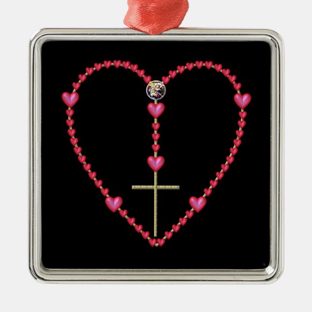 Tiny hearts Rosary Metal Ornament (Front)