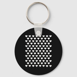 Tiny Hearts White Polka Dot Pattern Cute Valentine Key Ring