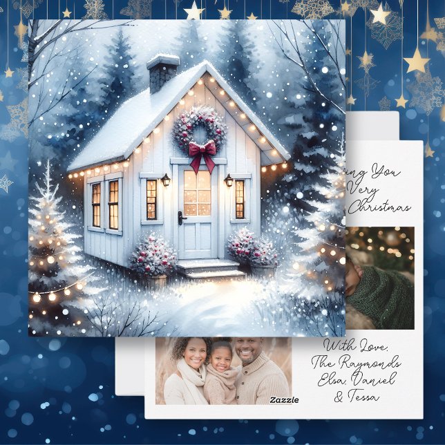 Tiny Home and Precious Family Photos Christmas Holiday Card (Creator Uploaded)