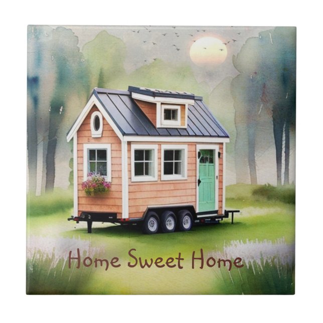 Tiny House Housewarming Ceramic Tile (Front)